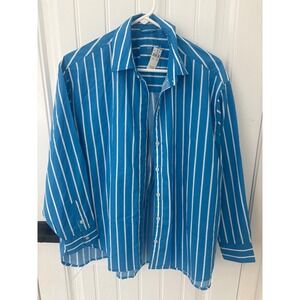 Aerie Blue White Striped Oversized Button Down Shirt XS NWT